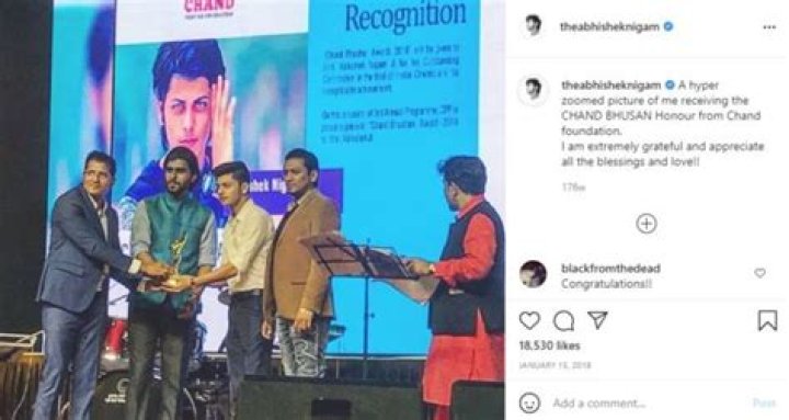 Abhishek Nigam honored with Chand Bhusan