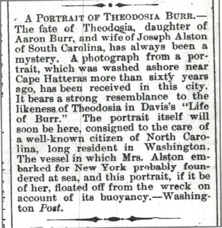 Article On Theodosia Burr Alston Walking The Plank