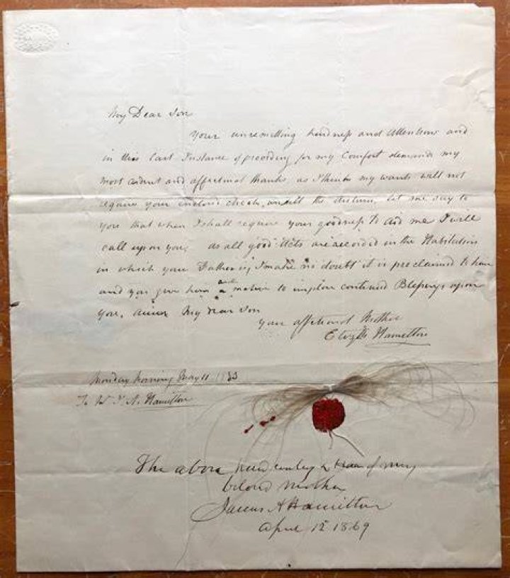 Eliza Hamilton Letter