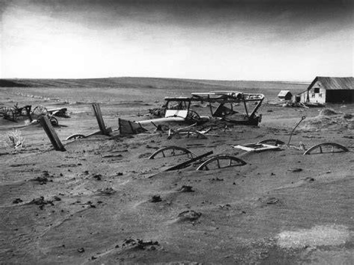 Great Depression Photos Burried Car