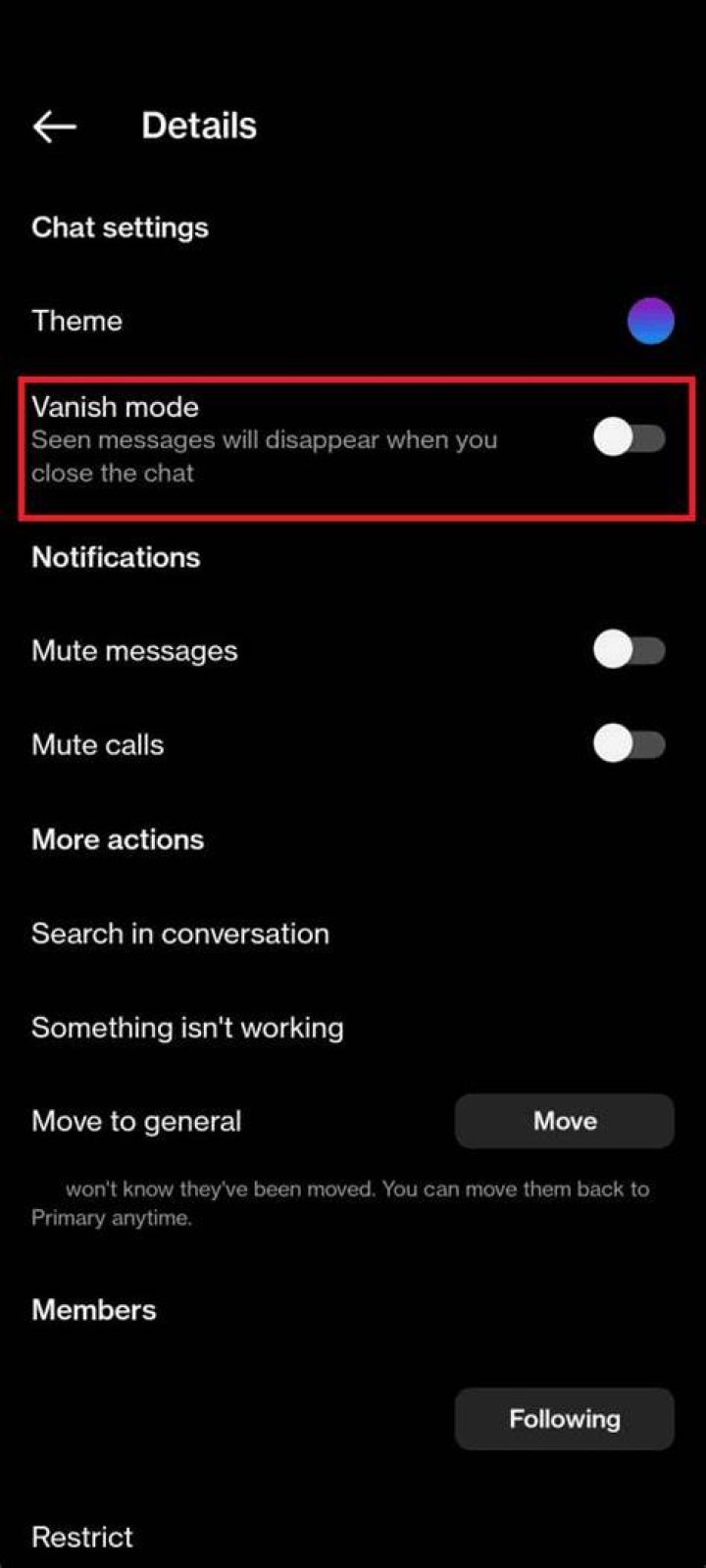 How can I see my vanished messages on Instagram?