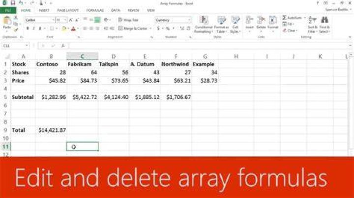 How to delete an array in excel