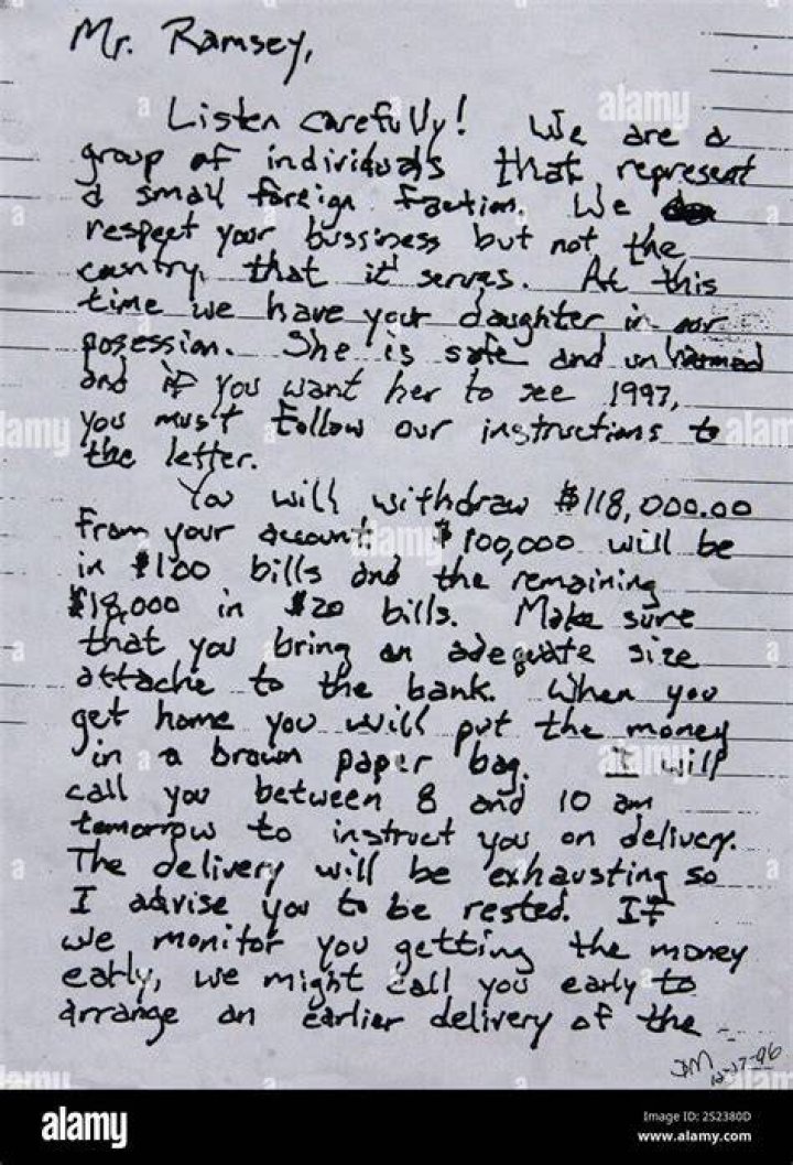 Jonbenet Ramsey Ransom Note