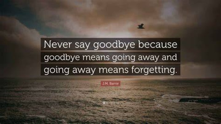 ” Never say Goodbye because saying goodbye means going away, and going away means forgetting. “