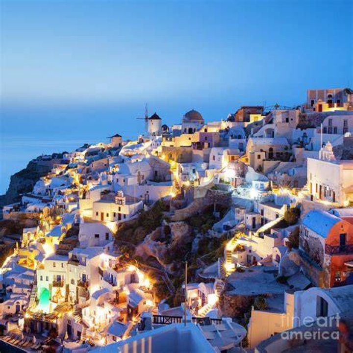 Santorini At Night Photograph