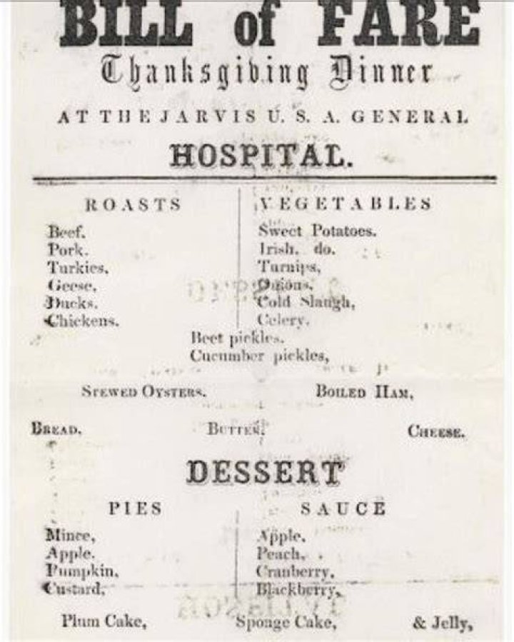 Thanksgiving Menu 1864