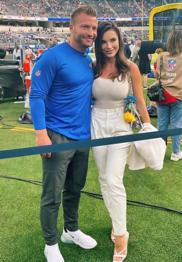 Veronika Khomyn and Sean McVay celebrating Super Bowl Victory