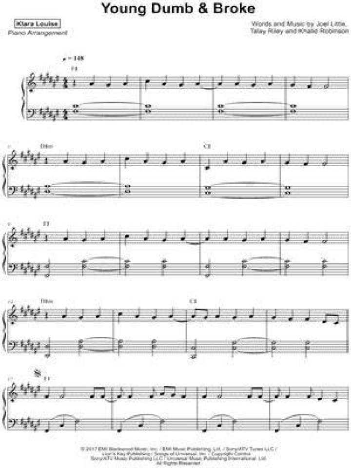 What instruments are used in young dumb and broke?