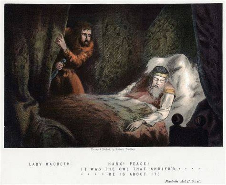 Who was blamed for Duncan’s death in Macbeth?